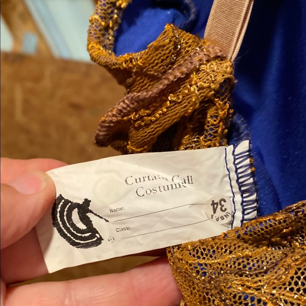 Elegant Kids Dance Costume in Gold and Blue - Picture 2 of 4